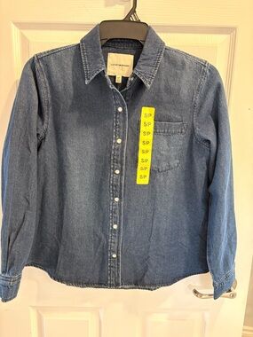 Lucky Brand Denim Button-Down Shirt in Medium Blue